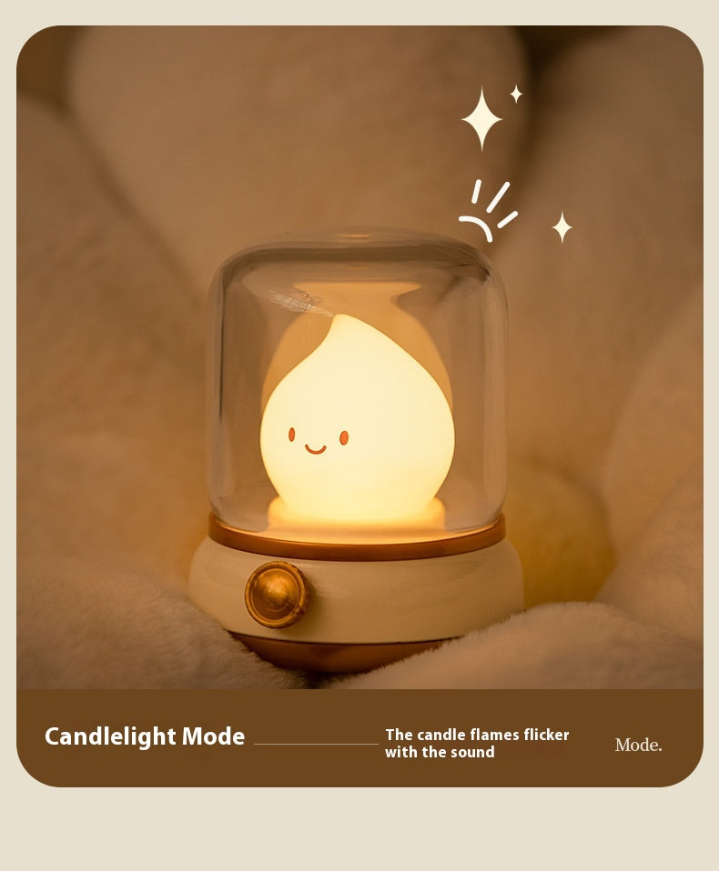 USB Rechargeable Night Light Vintage Oil Lamp Soft Light for Bedroom
