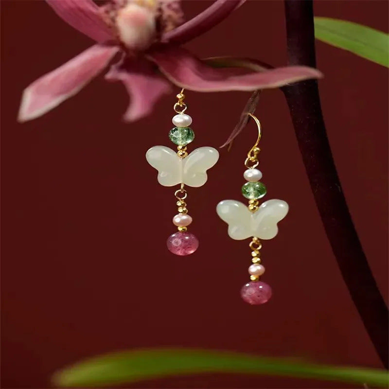 Chinese Style Butterfly Earrings — Hanfu Accessories Long Dangle Earrings