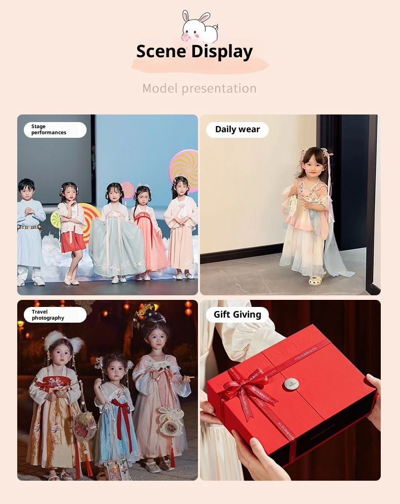 Girls’ Spring Autumn Hanfu Dress | Chinese Style Fairy Tang Suit Princess Outfit