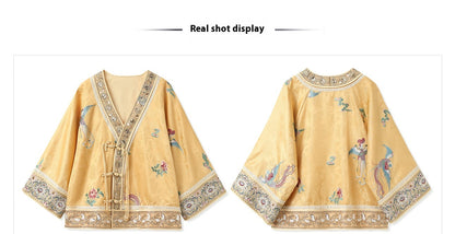 Luxury V-Neck Embroidered Jacket – Modern Chinese Style Outerwear