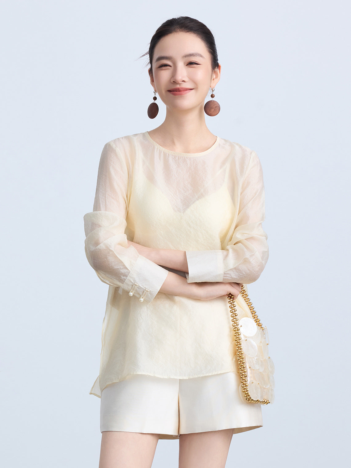 Elegant Round Neck Women's Blouse