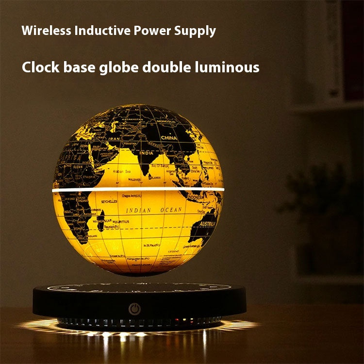 Levitating Globe Clock Night Light Gold Base Colorful Desk Lamp