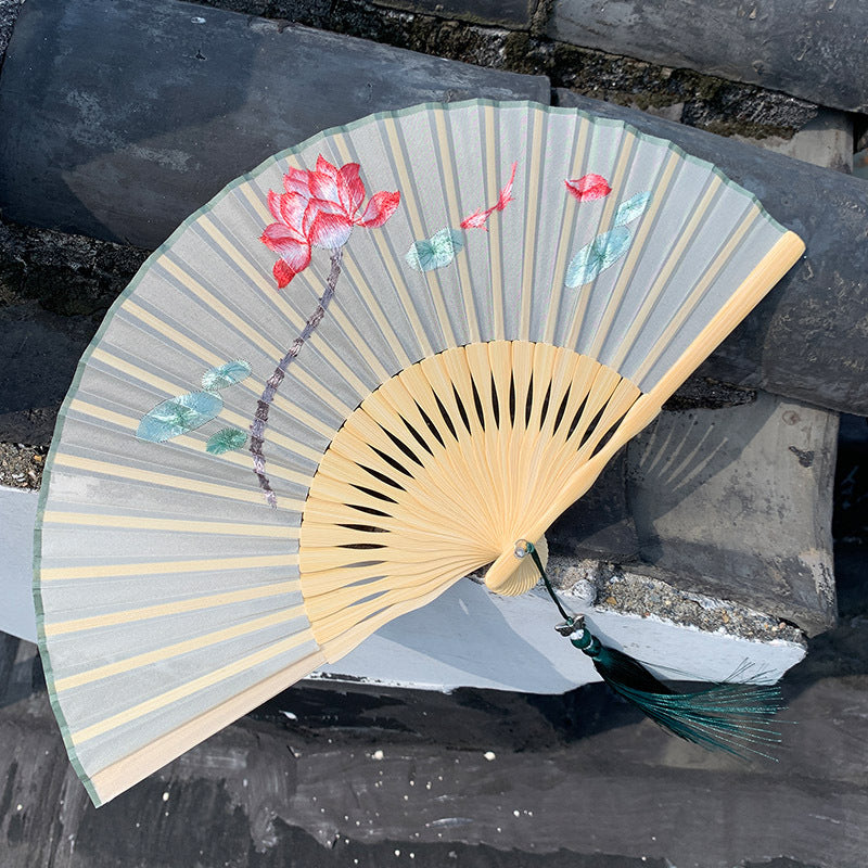 Handmade Suzhou Embroidery Folding Fan — Chinese Style Craft Gift