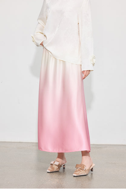 Luxury Acetate Satin Midi Skirt — Gradient High-End Mermaid Style