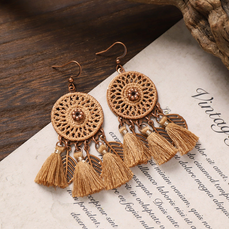 Vintage Boho Tassel Earrings — Niche Chinese Ethnic Long Drop Earrings