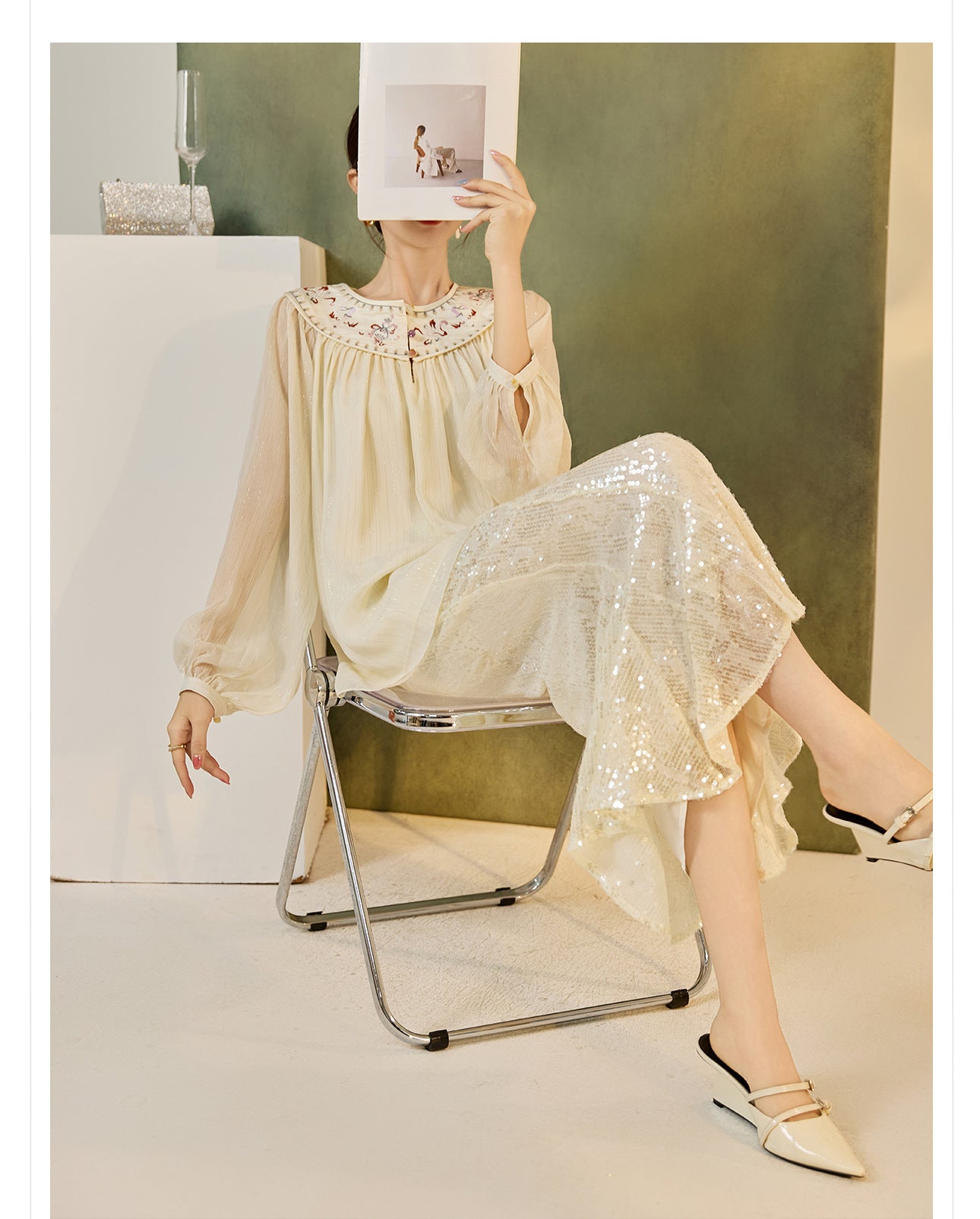 New Chinese Style Embroidered Mesh Shirt | Autumn Light Luxury Elegant Top