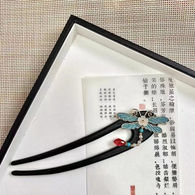 Hanfu Side Hair Clip Ming Song Style Qipao Accessory Enamel Lily Bell Hairpin