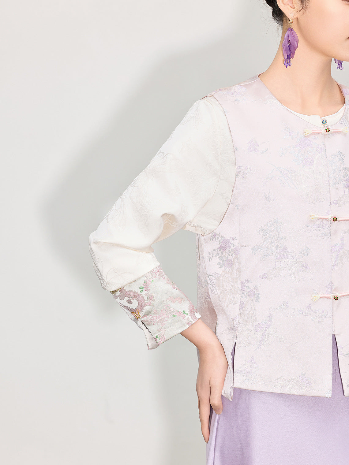 Stylish Button-Up Jacquard Vest for Women