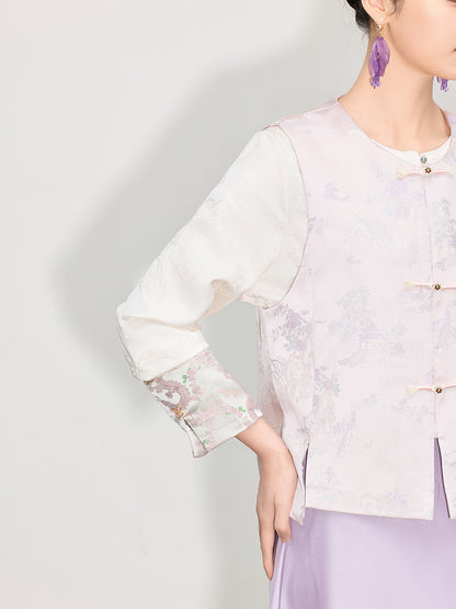 Stylish Button-Up Jacquard Vest for Women