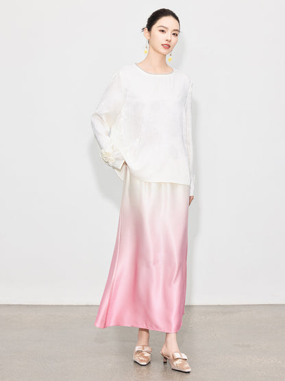 Luxury Acetate Satin Midi Skirt — Gradient High-End Mermaid Style