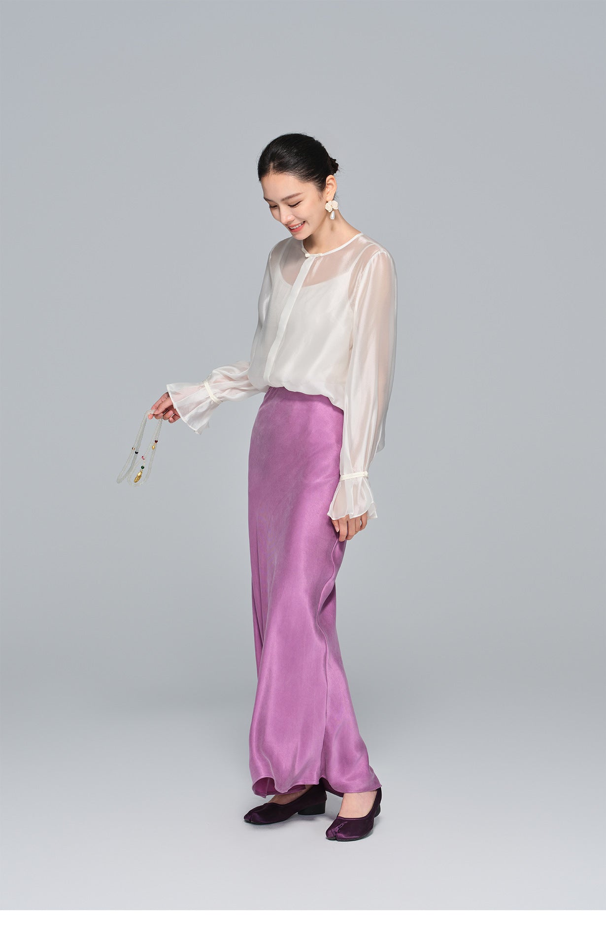 Elegant Light National Style Copper Ammonia Silk Skirt