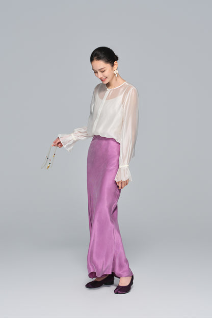 Elegant Light National Style Copper Ammonia Silk Skirt
