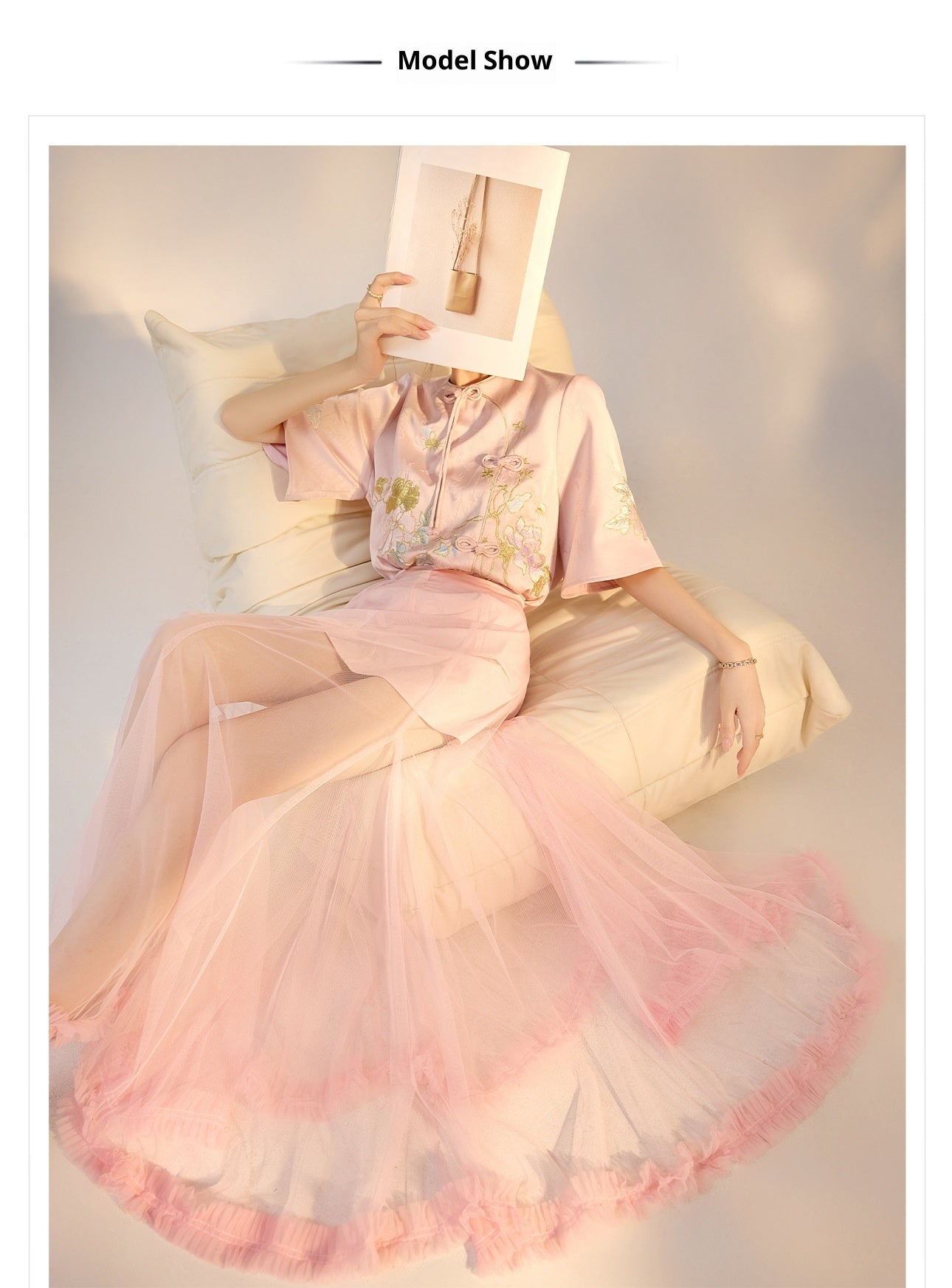 Summer New Chinese Style Embroidered Printed Top and Skirt Set