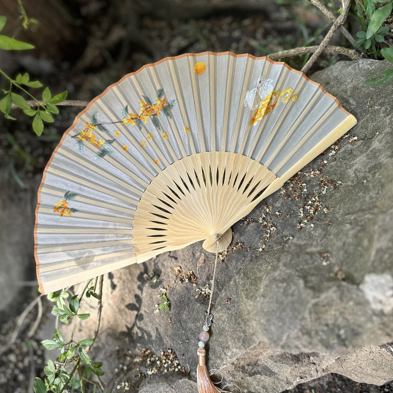 Handmade Suzhou Embroidery Folding Fan — Chinese Style Craft Gift