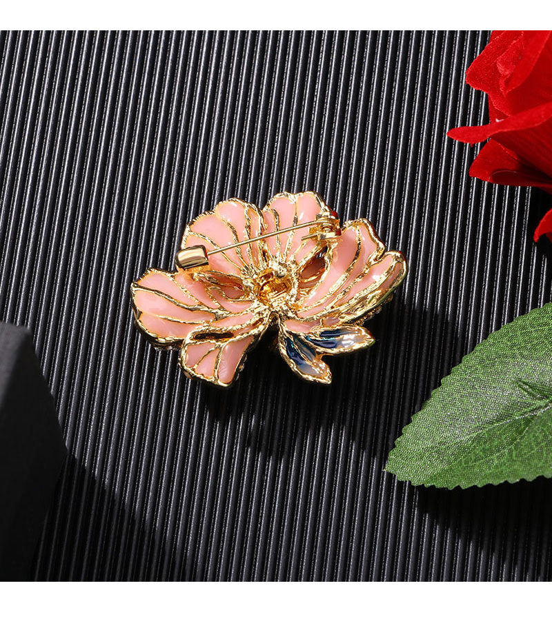 Handmade Enamel Peony Brooch — Luxury Chinese Style Cheongsam Pin