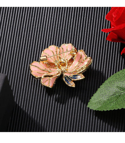 Handmade Enamel Peony Brooch — Luxury Chinese Style Cheongsam Pin