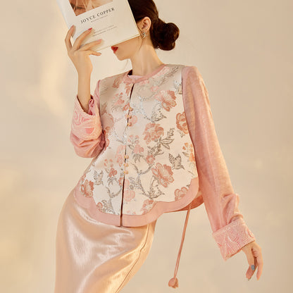 Elegant Jacquard Sleeveless Vest & Skirt Set for Autumn