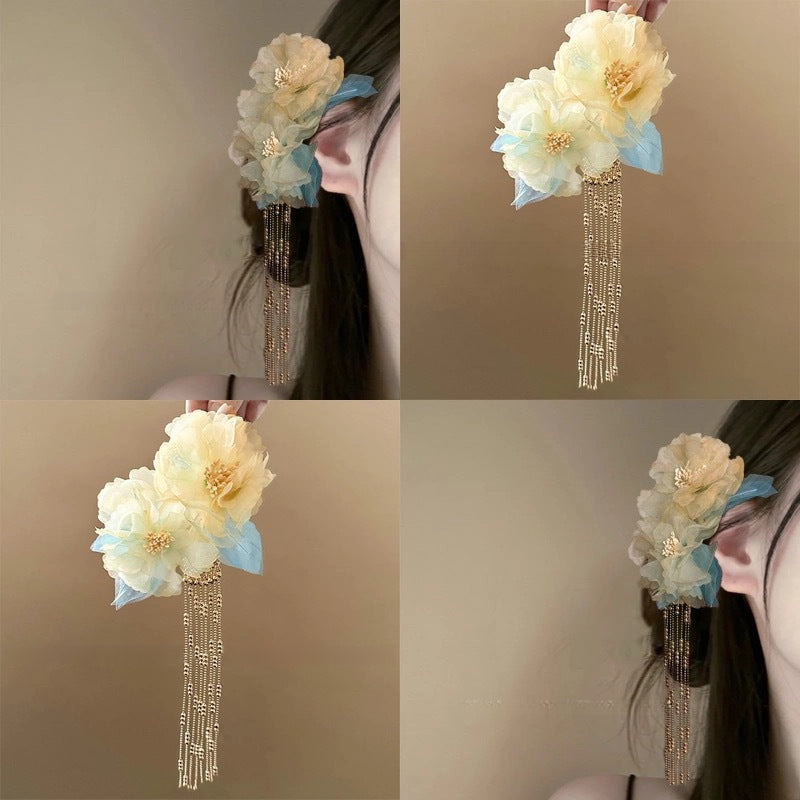 High Value Cheongsam Hair Ornament Silk Flower Hair Clip Hairpin