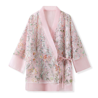 New Chinese Style Beaded Sequin Embroidered Light Luxury Elegant Top