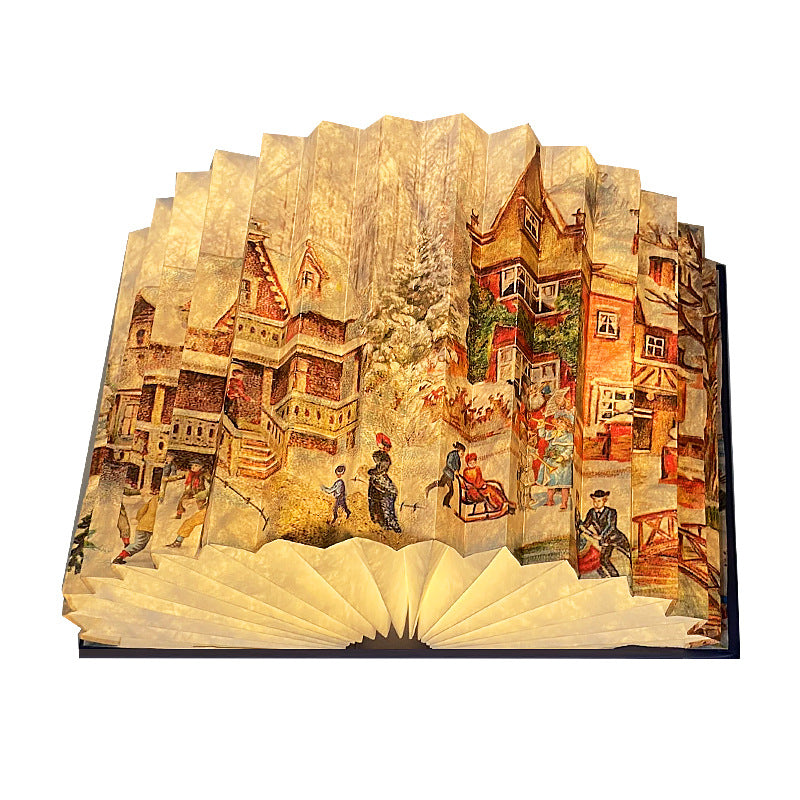 Creative 3D Night Light Foldable Fan Book Lamp for Bedroom