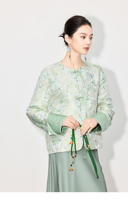 Elegant Chinese Style Long Sleeve Jacquard Top