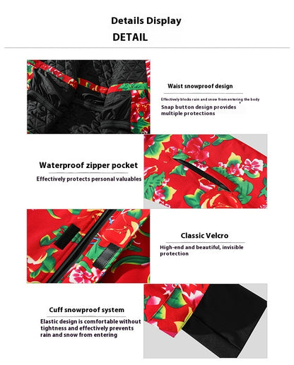 Northeast Large Floral Cotton Jacket Fleece Lined Warm Winter Coat