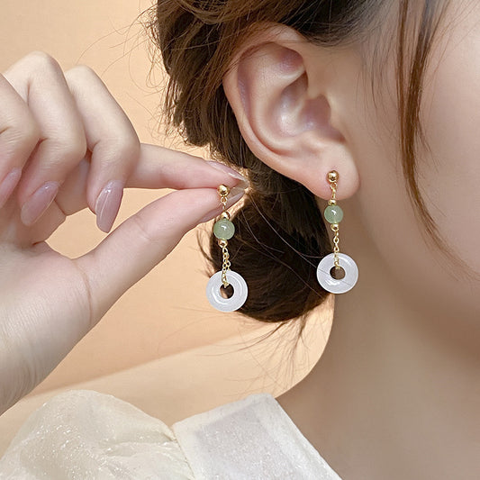 Ancient Style Jade Tassel Earrings — High-End Chinese Style Earrings for Women