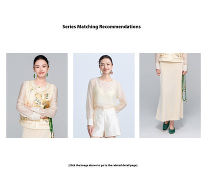 Mulberry Silk Embroidered Sleeveless Vest for Women