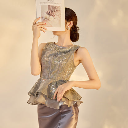 Elegant National Style Jacquard Beaded Embroidery Women's Set