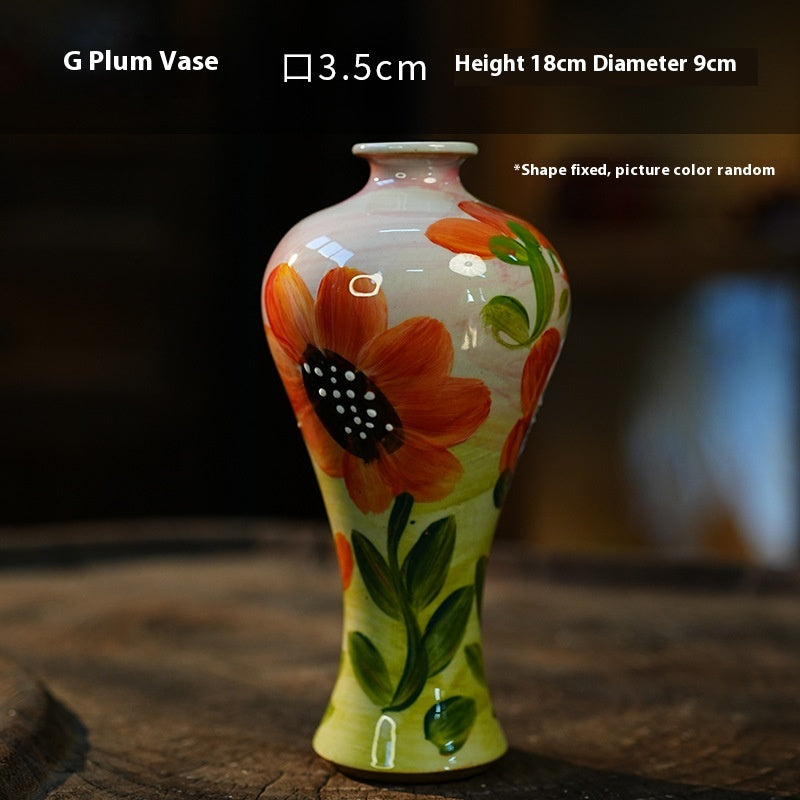 Jingdezhen Handmade Ceramic Vase — Oil Painting Style Small Home Decor