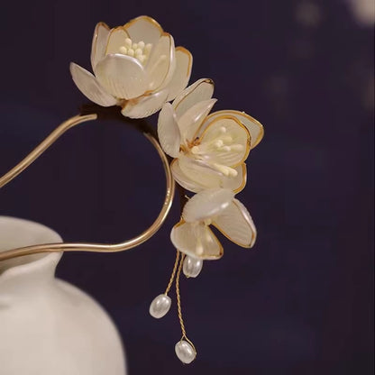 Elegant White Magnolia Hairpin New Chinese Style Fairy Hanfu Updo Hairpin