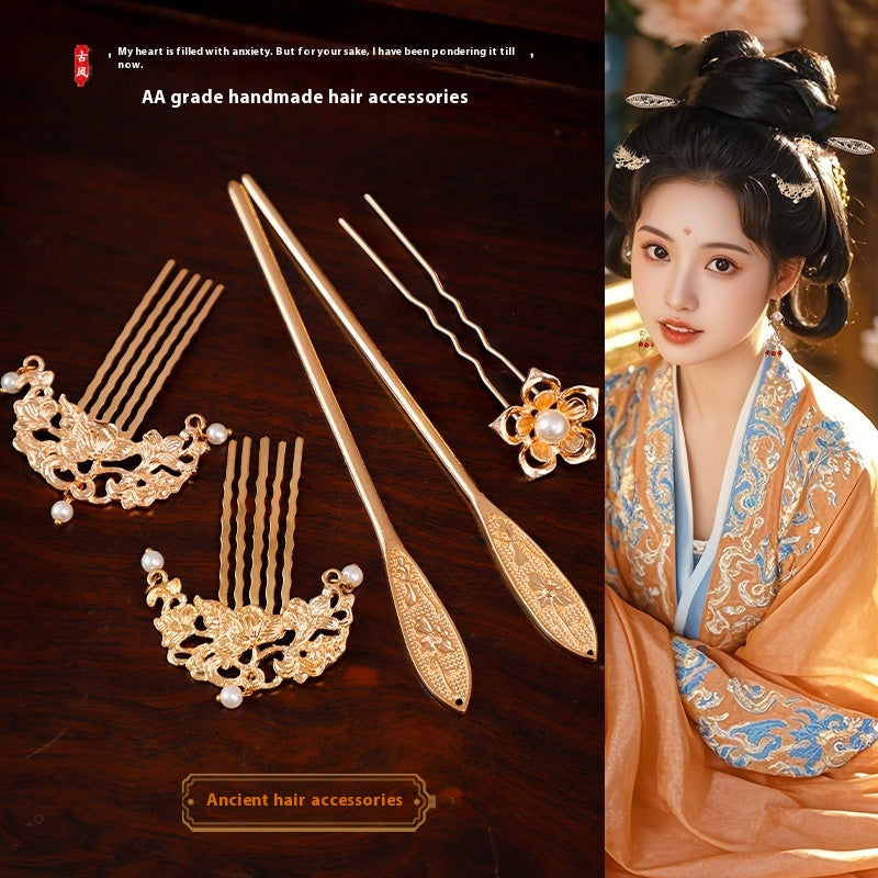 Ancient Style Full Set Hair Accessories Step Shake Tassel Hairpin Tang Palace