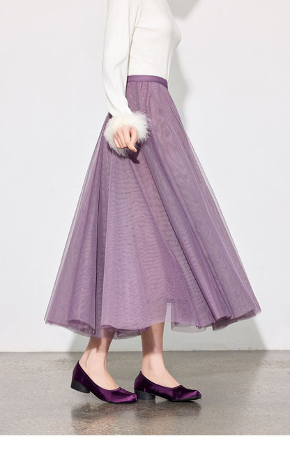 Elegant Fairy Tulle Mid-Length Pleated Skirt
