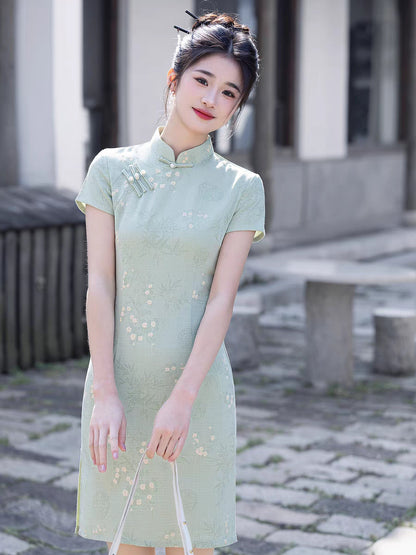 Yellow Cheongsam 2025 – Summer Slim Fit Elegant Daily Dress