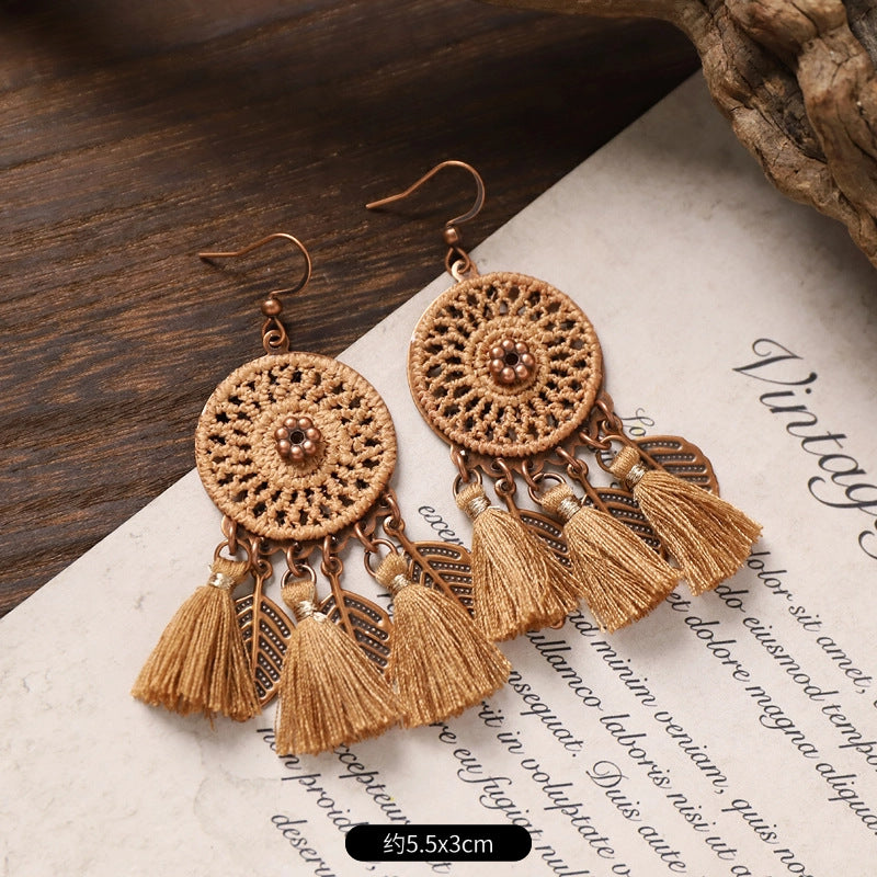 Vintage Boho Tassel Earrings — Niche Chinese Ethnic Long Drop Earrings