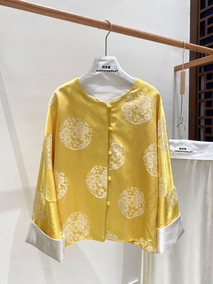 Light Mulberry Silk Jacquard Jacket for Women