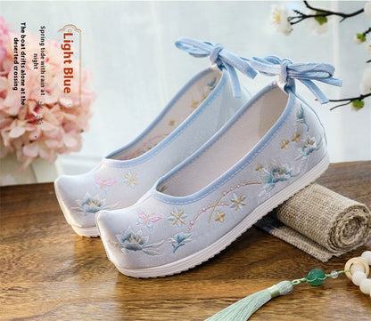 Hanfu Compatible Shoes — Inner Lift Embroidered High Heels for Women