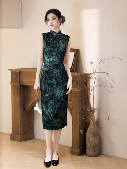 Retro Elegant Black Cheongsam – 2025 New Women's Dress
