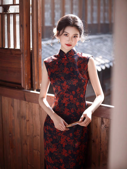 Slim Fit Retro Qipao – Elegant Long Chinese Dress