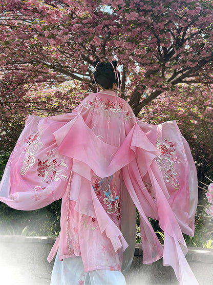 Oriental Ancient Hanfu Costume — Heavy Embroidery Summer Outfit