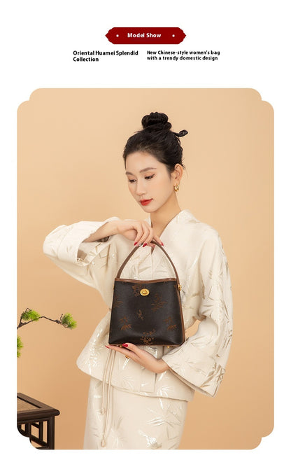 Vintage Xiangyun Silk Handbag — Real Mulberry Silk Bucket Bag for Women