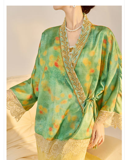 Elegant New Chinese Embroidered Jacquard Cardigan & Strap Dress Set