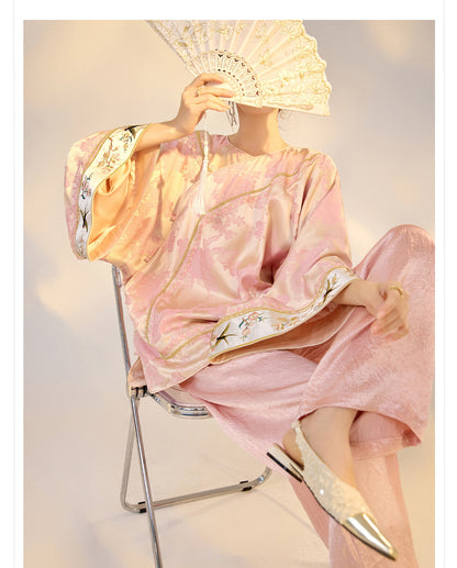 Elegant Jacquard Rayon Shirt New Chinese Style Loose Top