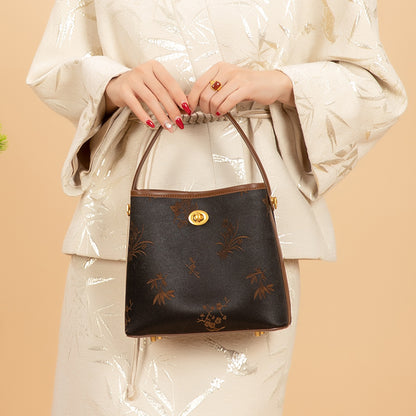 Vintage Xiangyun Silk Handbag — Real Mulberry Silk Bucket Bag for Women