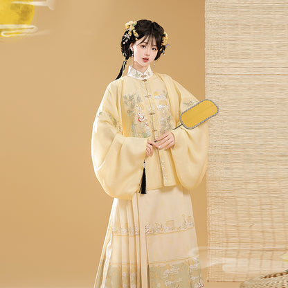 Trees of Sea Ming Hanfu Set Adult Stand Collar Embroidered Pipa Sleeve Horse Face Skirt