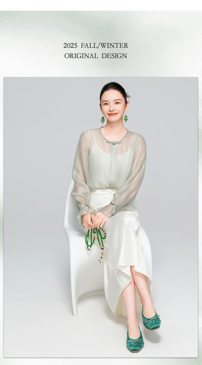 Lightweight Autumn Casual Round Neck Shirt for Women