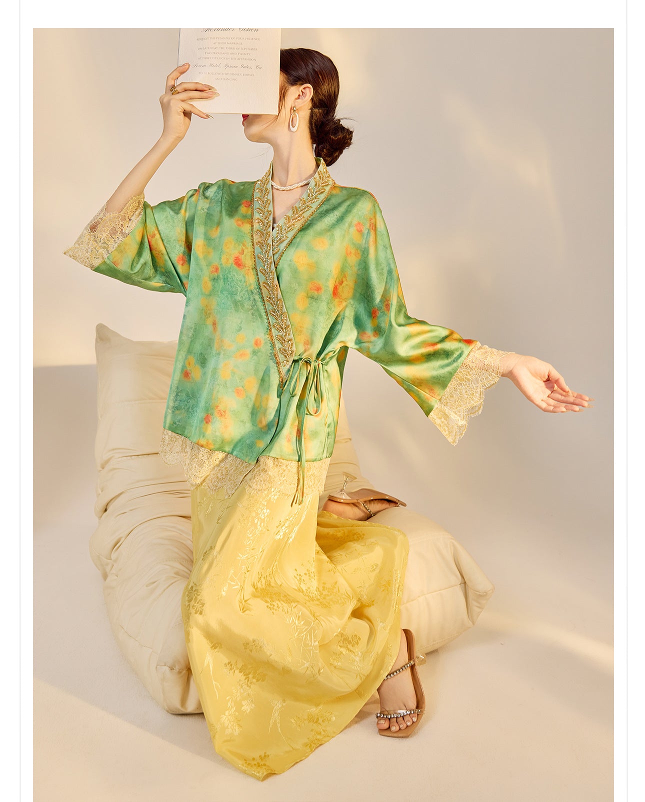 Elegant New Chinese Embroidered Jacquard Cardigan & Strap Dress Set