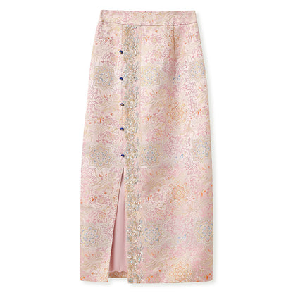 Elegant Beaded Asymmetrical Vest & High Waist Skirt Set