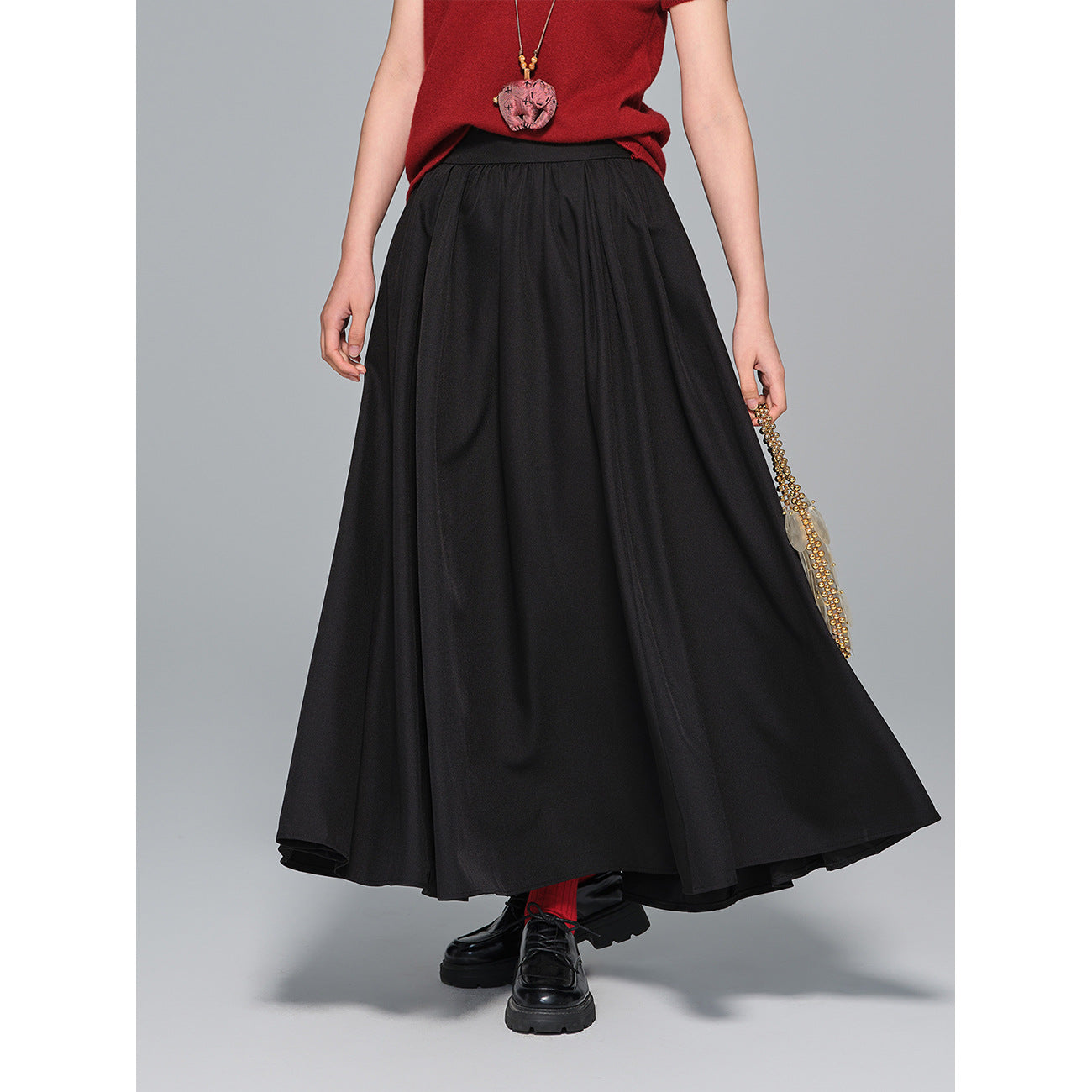 Slimming Vintage Half Skirt with Wide Hem for Women