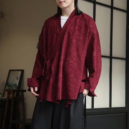 Mens Chinese Style Cardigan Hanfu Button Up Cotton Linen Jacket